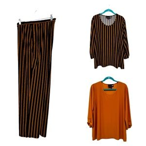 Anthony 3 Piece Set - 2 TunicTops 1 Pair of Pants - Black & Gold 1X. Reg. length